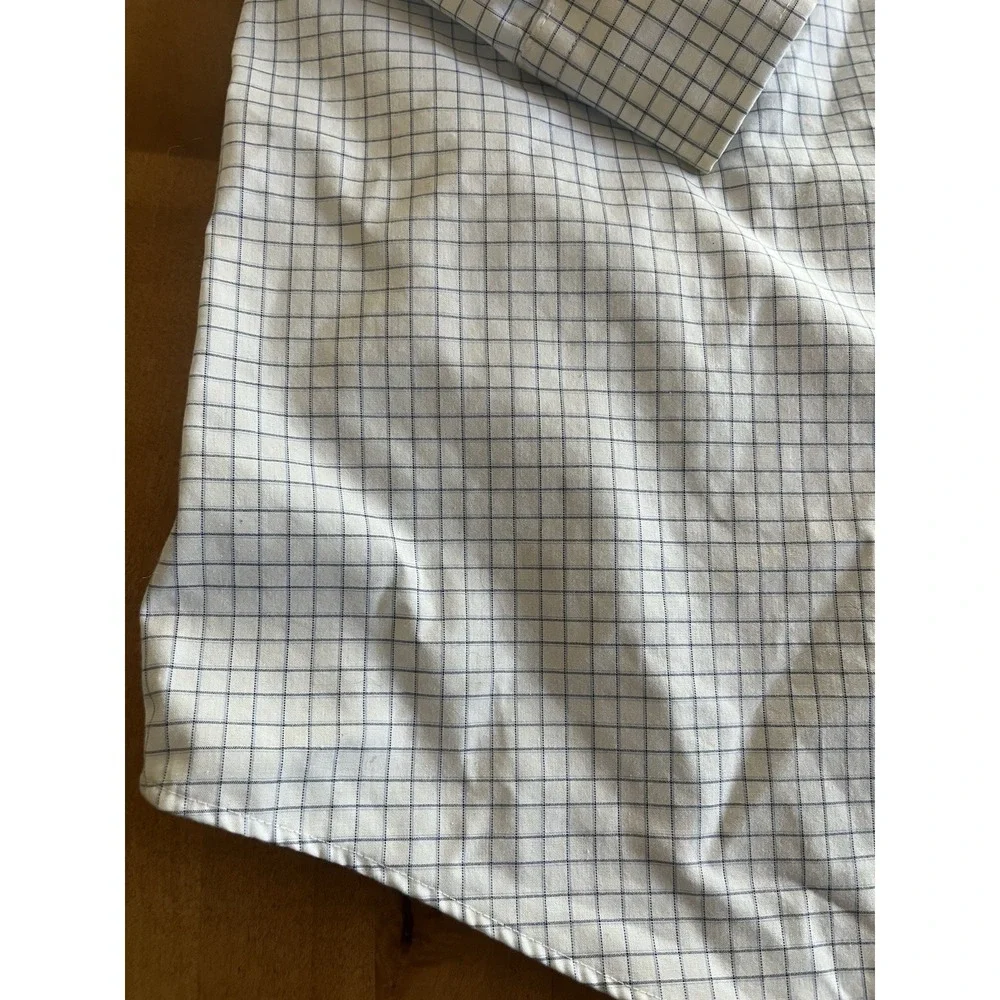 Banana‎ Republic Men's Sz M Slim Fit Non Iron Dress Shirt Blue Box Plaid Cotton